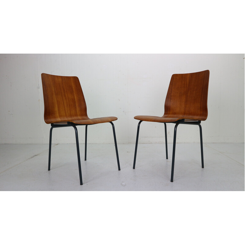 Set of 4 vintage teak dining chairs by Friso Kramer for Auping, 1950s