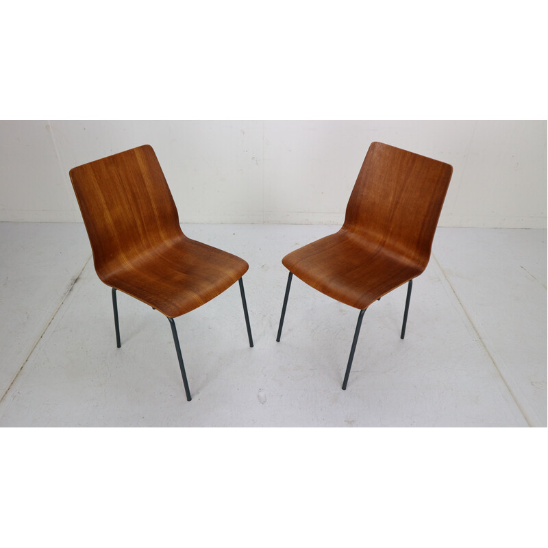 Set of 4 vintage teak dining chairs by Friso Kramer for Auping, 1950s