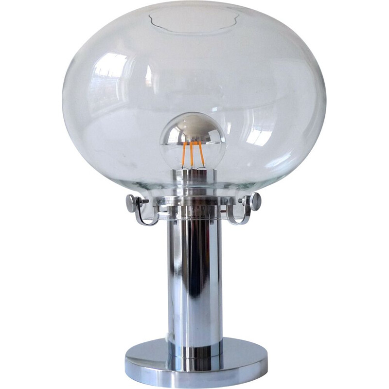 Glass and chrome globe table lamp, 1970