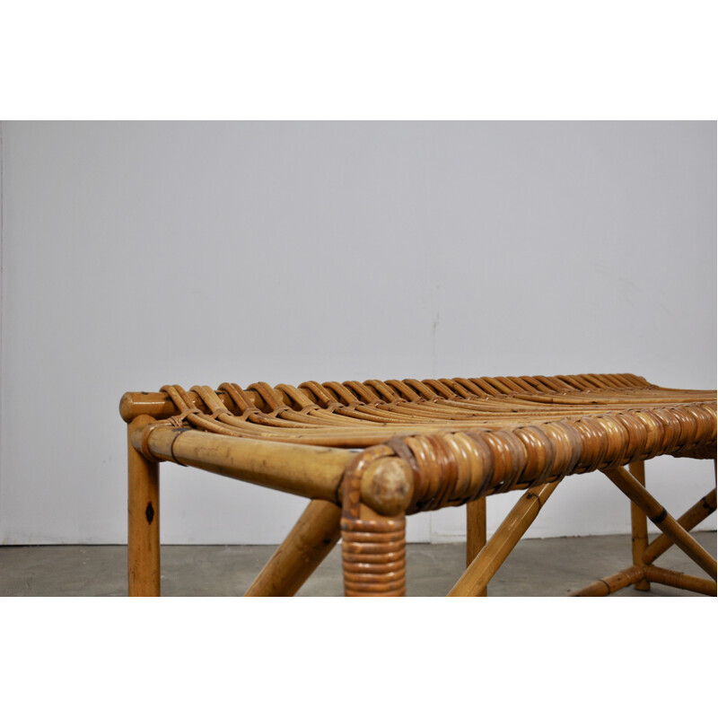 Vintage rattan bench 1960s