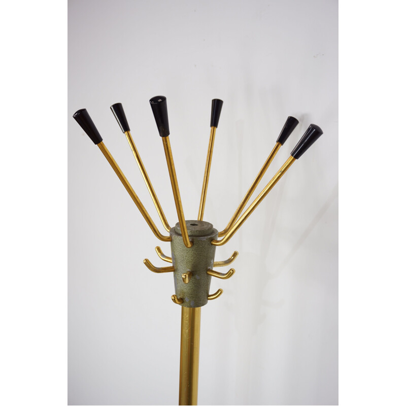 Vintage metal coat rack with umbrella stand, 1950