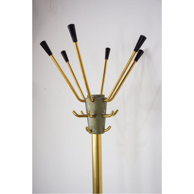 Vintage metal coat rack with umbrella stand, 1950