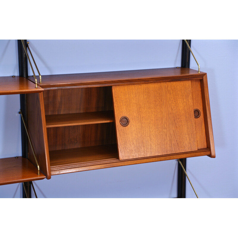 Vintage Dutch wall unit in teak by Louis van Teeffelen for WeBe, 1960s