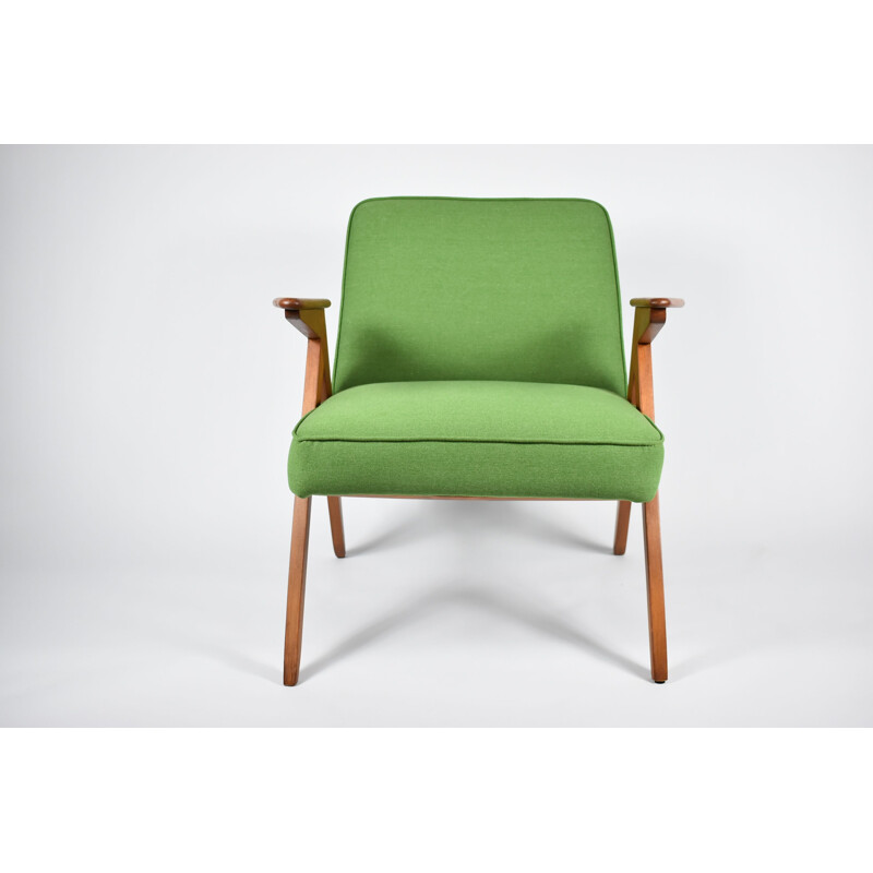 Vintage green fabric Armchair 300-177 Bunny by J. Chierowski, 1960 