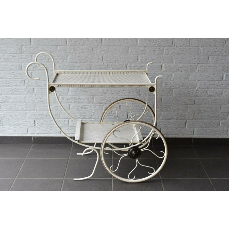 Vintage metal serving trolley by Josef Frank for Svenskt Tenn, Sweden, 1950s