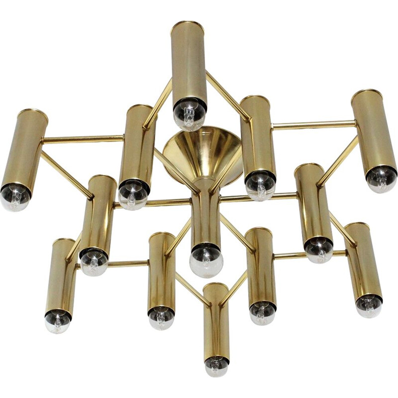 Brass vintage Sciolari chandelier, 1970s