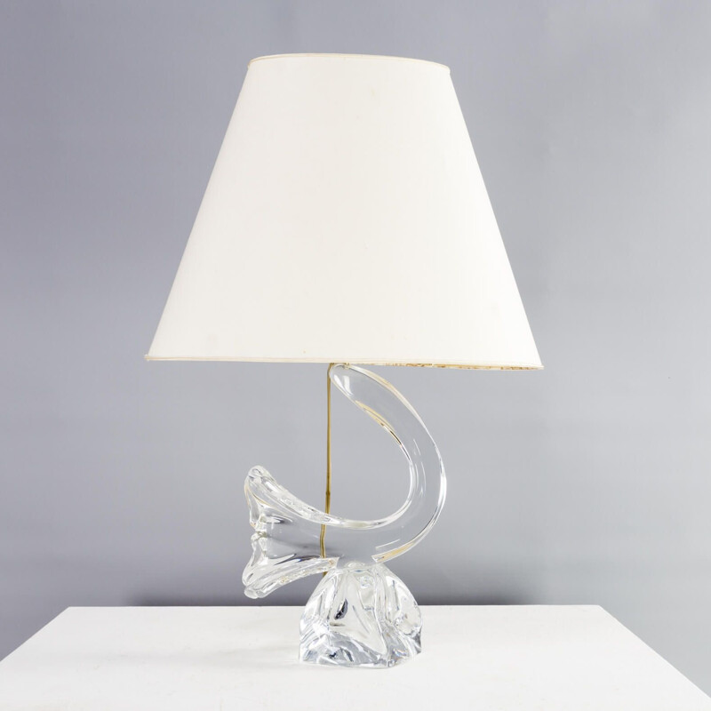 Vintage Crystal art table lamp for Daum France 1960