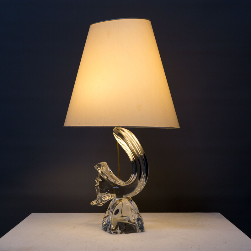 Vintage Crystal art table lamp for Daum France 1960