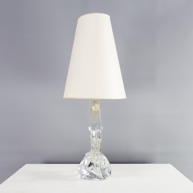 Vintage Crystal art table lamp for Daum France 1960