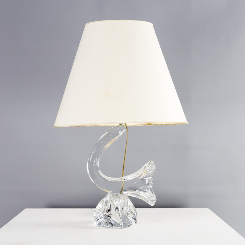 Vintage Crystal art table lamp for Daum France 1960