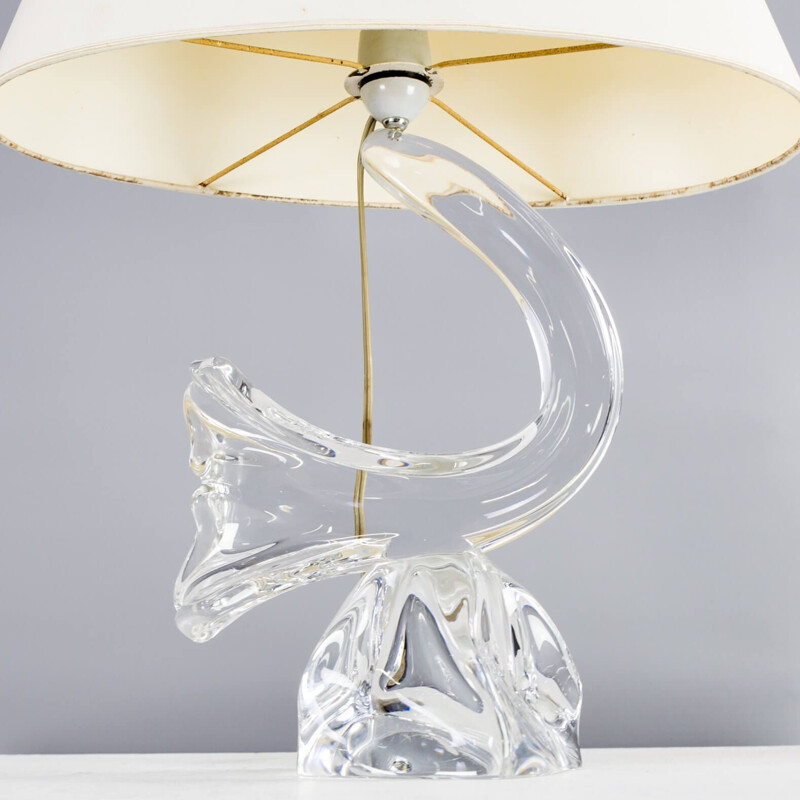 Vintage Crystal art table lamp for Daum France 1960