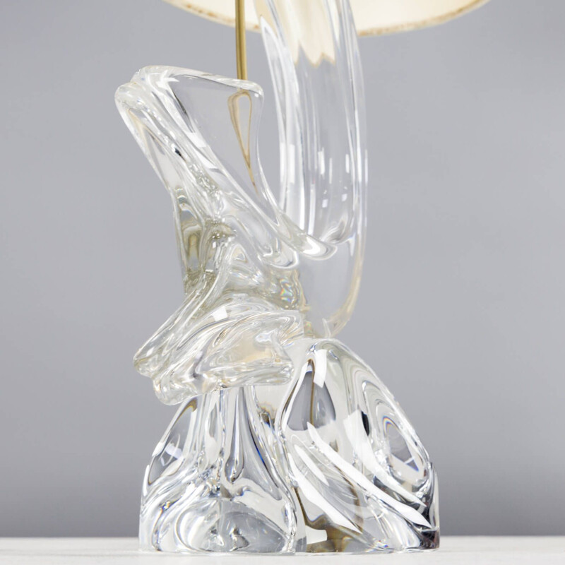 Vintage Crystal art table lamp for Daum France 1960
