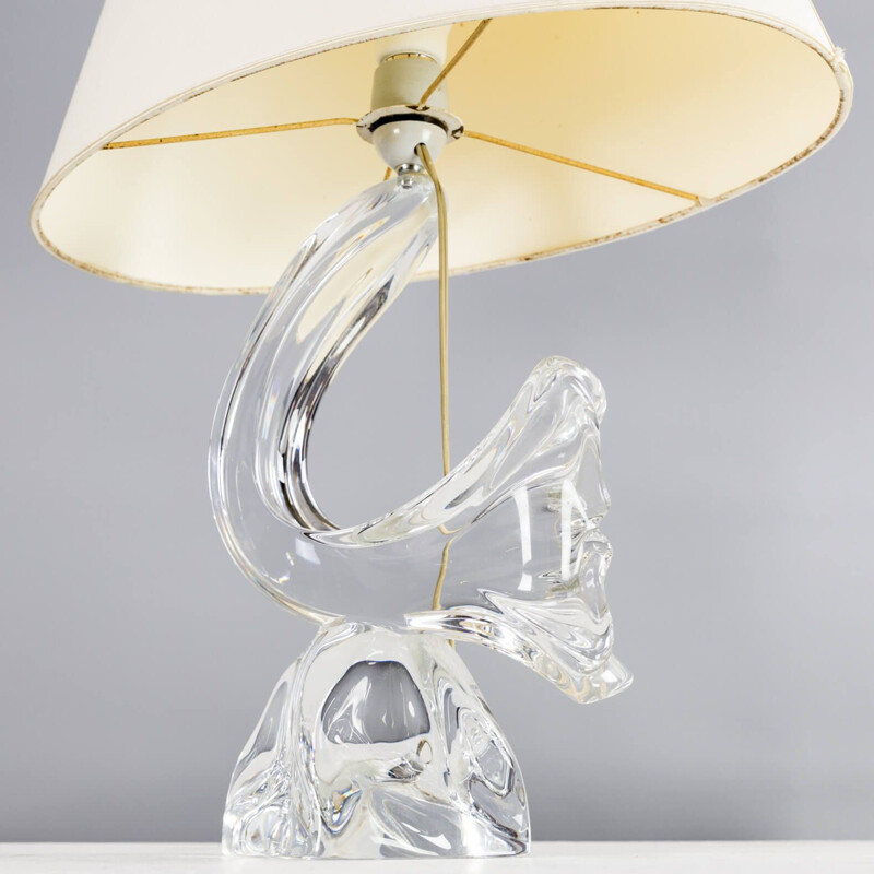 Vintage Crystal art table lamp for Daum France 1960