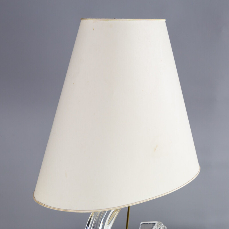 Vintage Crystal art table lamp for Daum France 1960