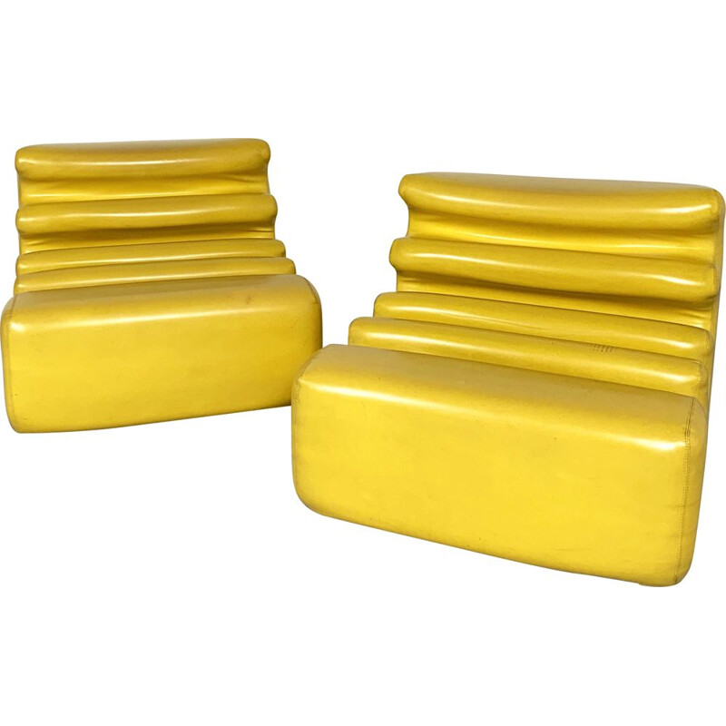 Vintage yellow "Karelia" armchairs  by Liisi Beckmann for Zanotta, 1970s