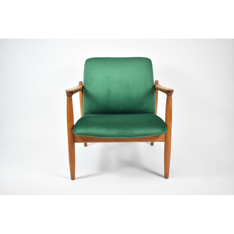 Vintage Armchair GFM-64 designed by E.Homa, Poland bootle velvet 1960