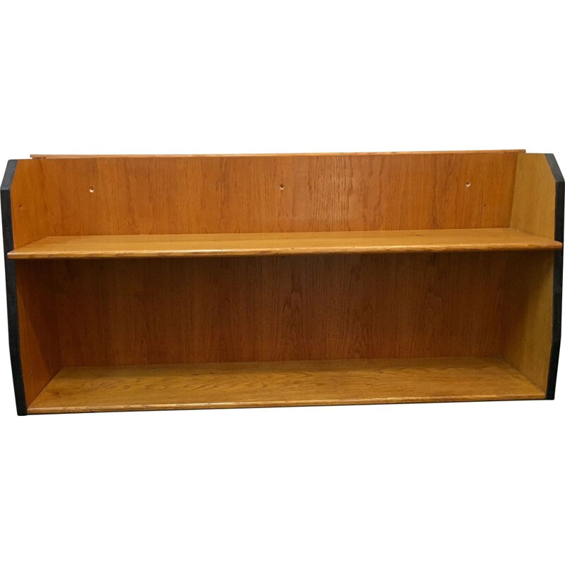 Varnished oak wall shelf, 1950s