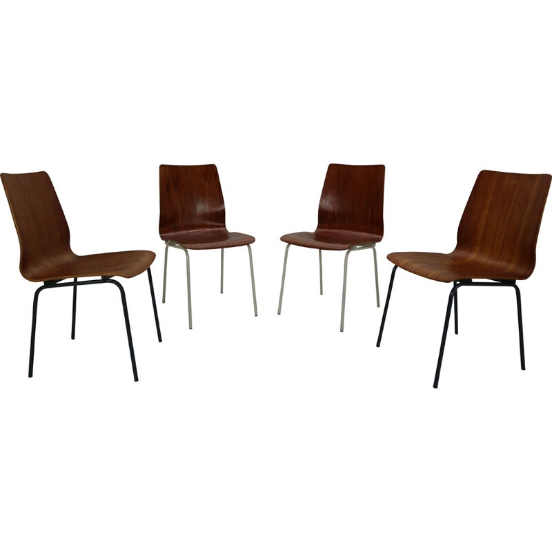 Set of 4 vintage teak dining chairs by Friso Kramer for Auping, 1950s