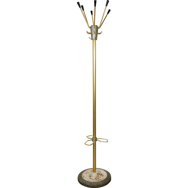 Vintage metal coat rack with umbrella stand, 1950