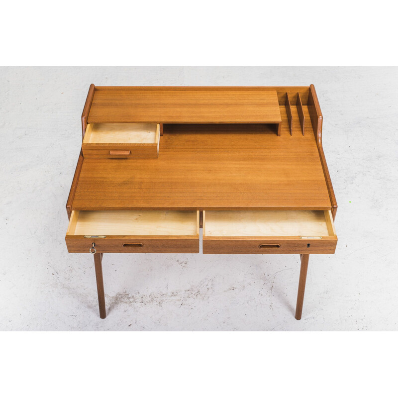 Vintage Danish Model 56 Teak Desk by Arne Wahl Iversen, 1961