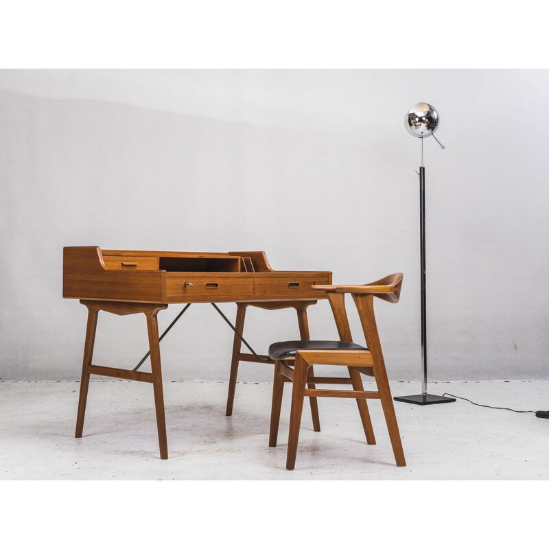 Vintage Danish Model 56 Teak Desk by Arne Wahl Iversen, 1961