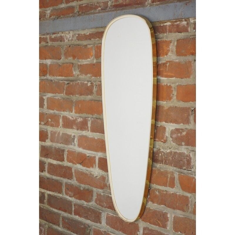 Belgian Vintage Brass and Glass Mirror - 1950