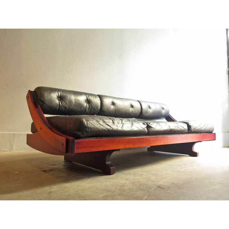 Vintage Rosewood and leather daybed by Gianni Songia