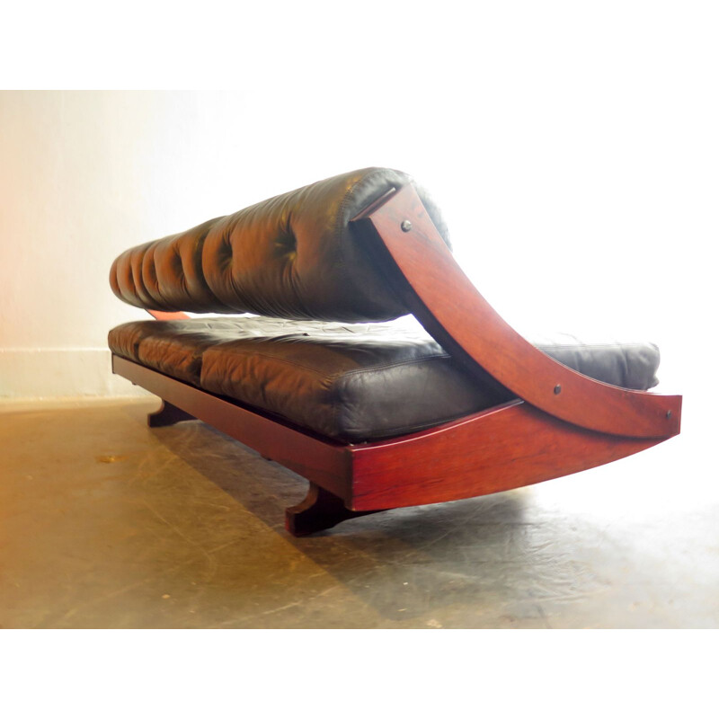 Vintage Rosewood and leather daybed by Gianni Songia