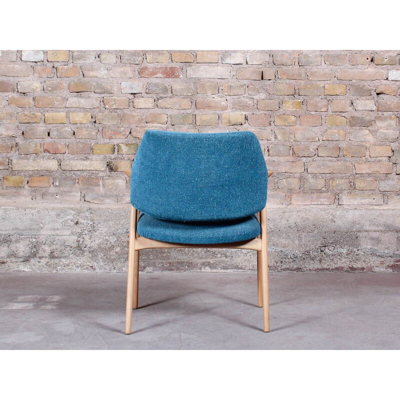 Vintage Scandinavian armchair with restored solid ashwood armrests