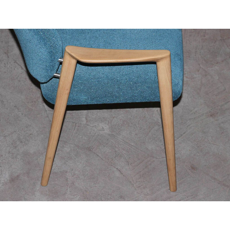 Vintage Scandinavian armchair with restored solid ashwood armrests