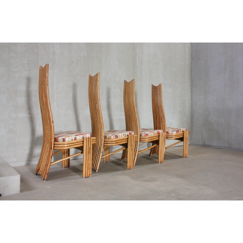 Ensemble de 6 chaises vintage en bambou de Mcguire, 1970