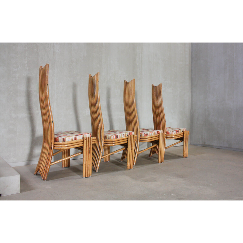 Set of 6 vintage bamboo chairs by Mcguire, 1970