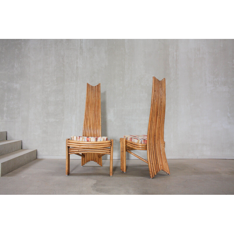 Ensemble de 6 chaises vintage en bambou de Mcguire, 1970