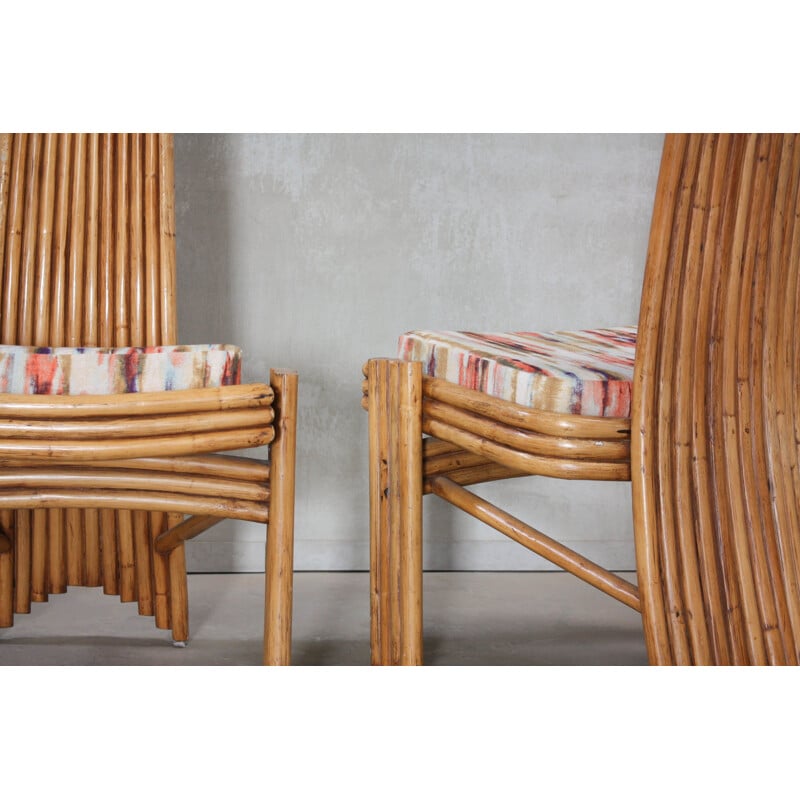 Set of 6 vintage bamboo chairs by Mcguire, 1970