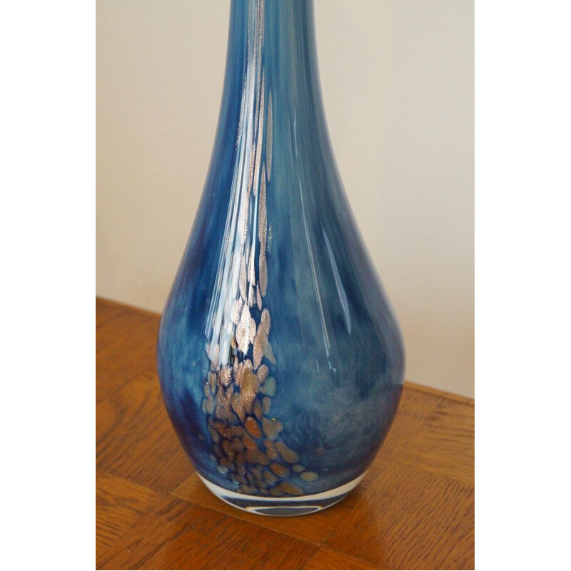 Vase en verre soufflé vintage par Torcheux 1980