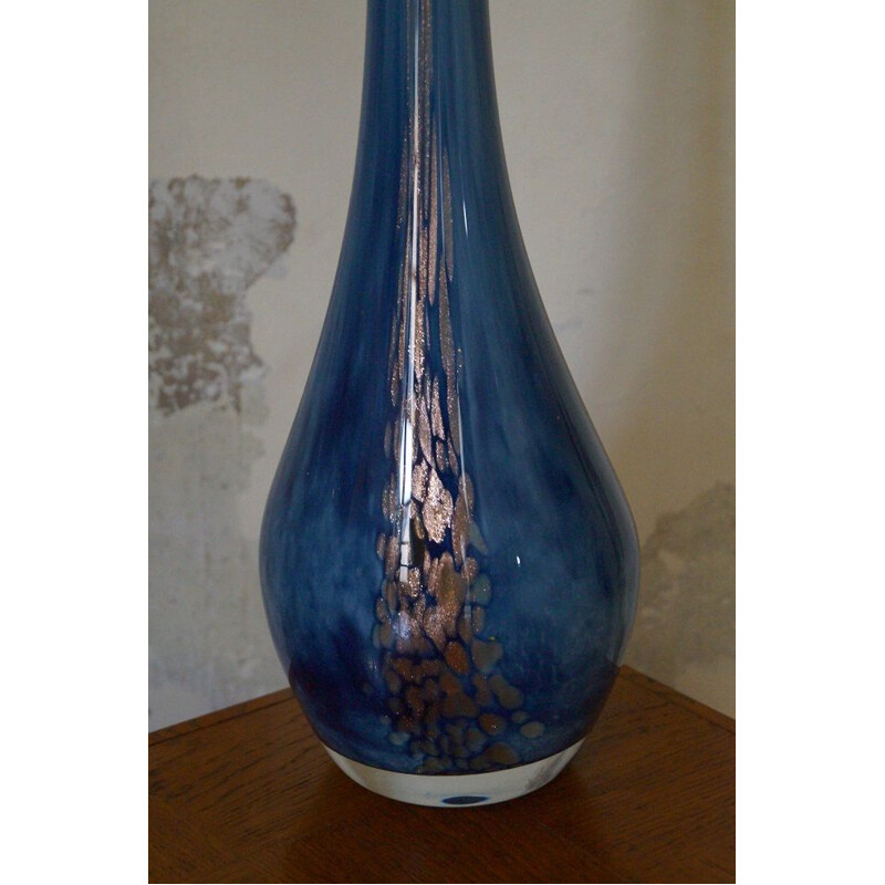 Vase en verre soufflé vintage par Torcheux 1980