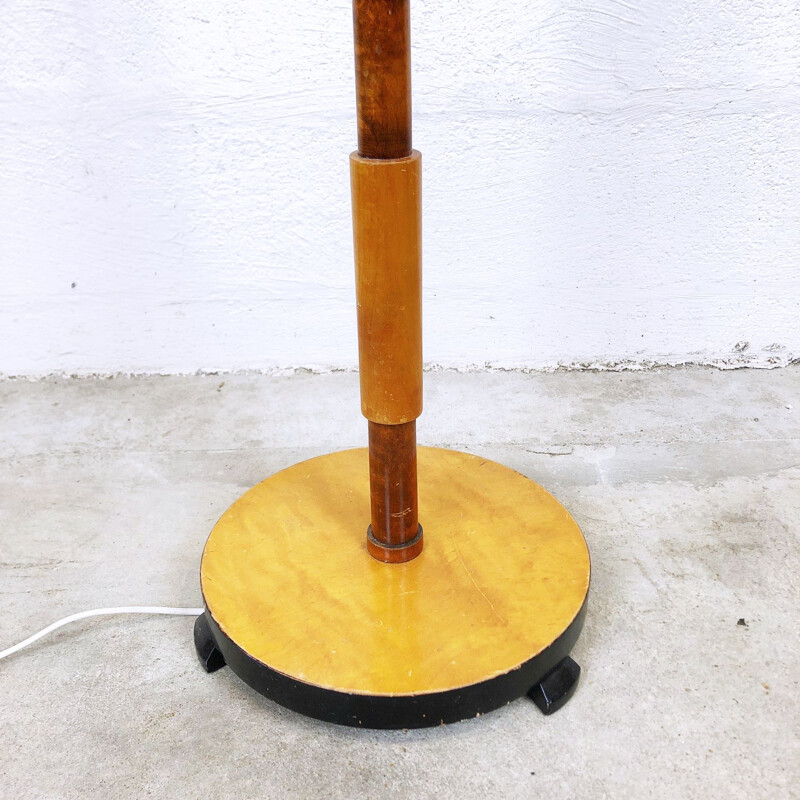 Vintage floor lamp in wicker and wood