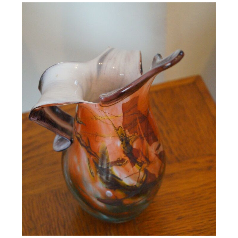 Vaso vintage in vetro soffiato di Gérard Torcheux, 1970