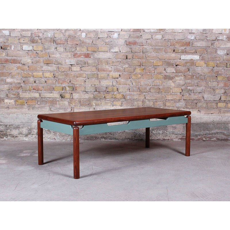 Table basse scandinave rectangle en palissandre relookée, circa 1965