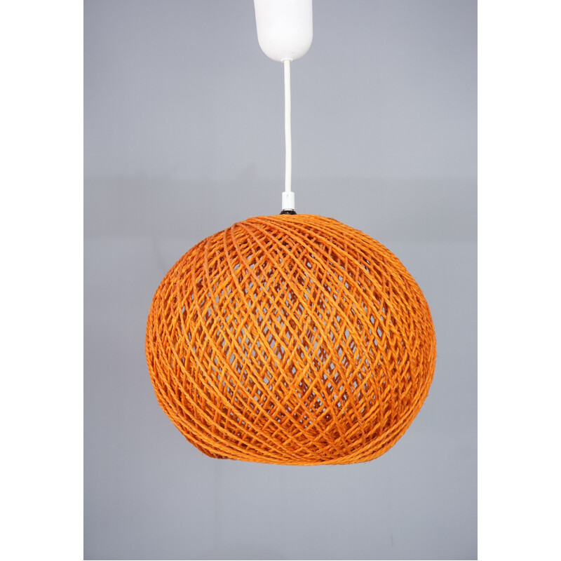 Vintage orange rope hanging lamp 1970