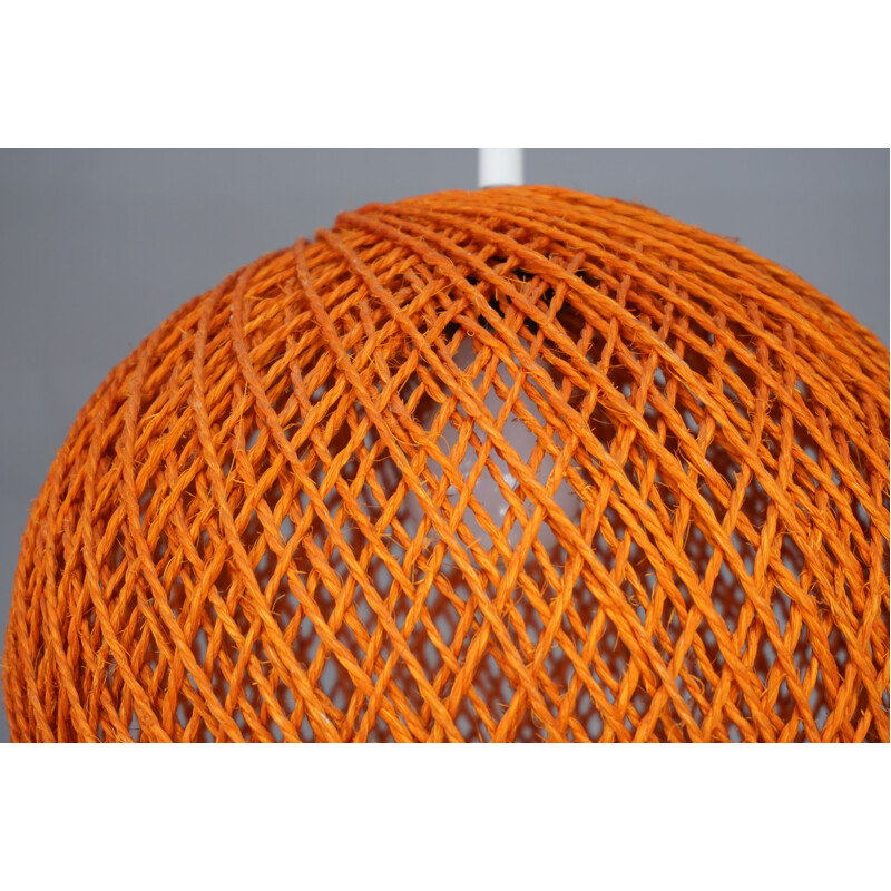 Vintage orange rope hanging lamp 1970