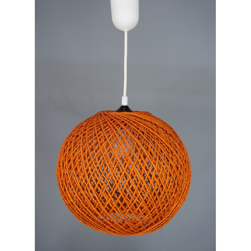 Vintage orange rope hanging lamp 1970