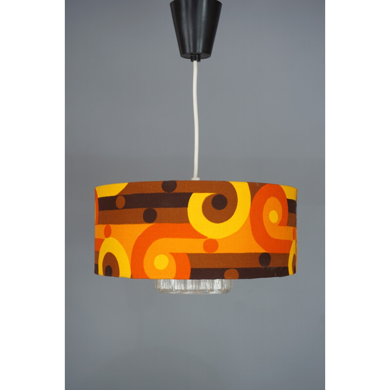 Vintage suspension in psychedelic fabric and glass