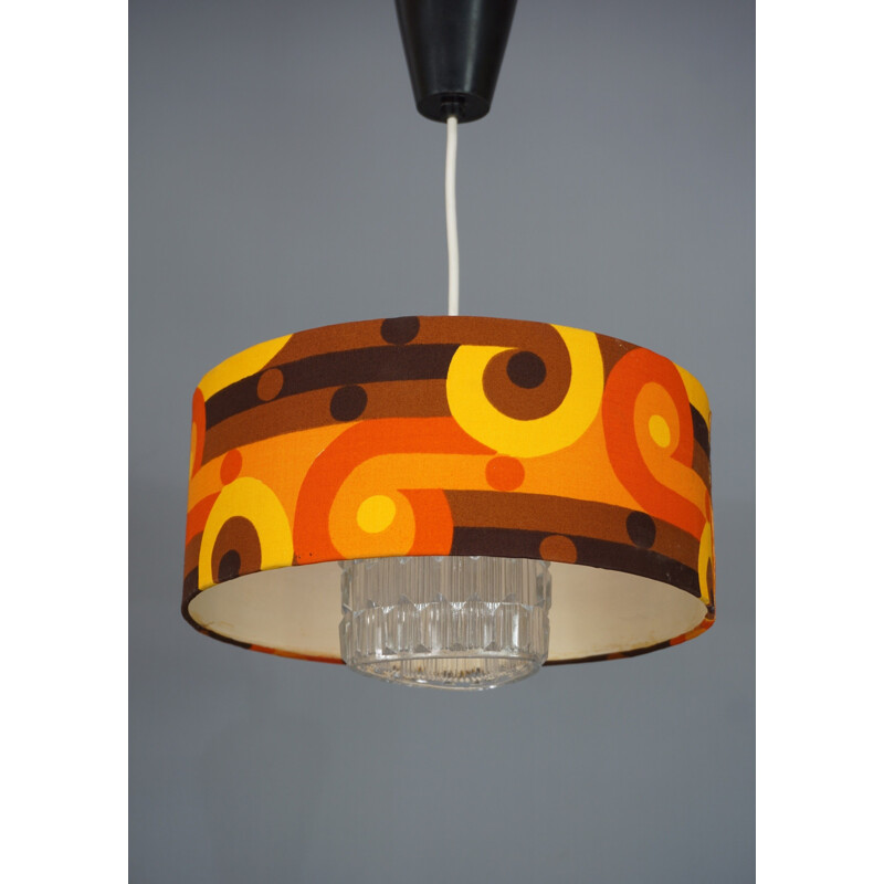 Vintage suspension in psychedelic fabric and glass