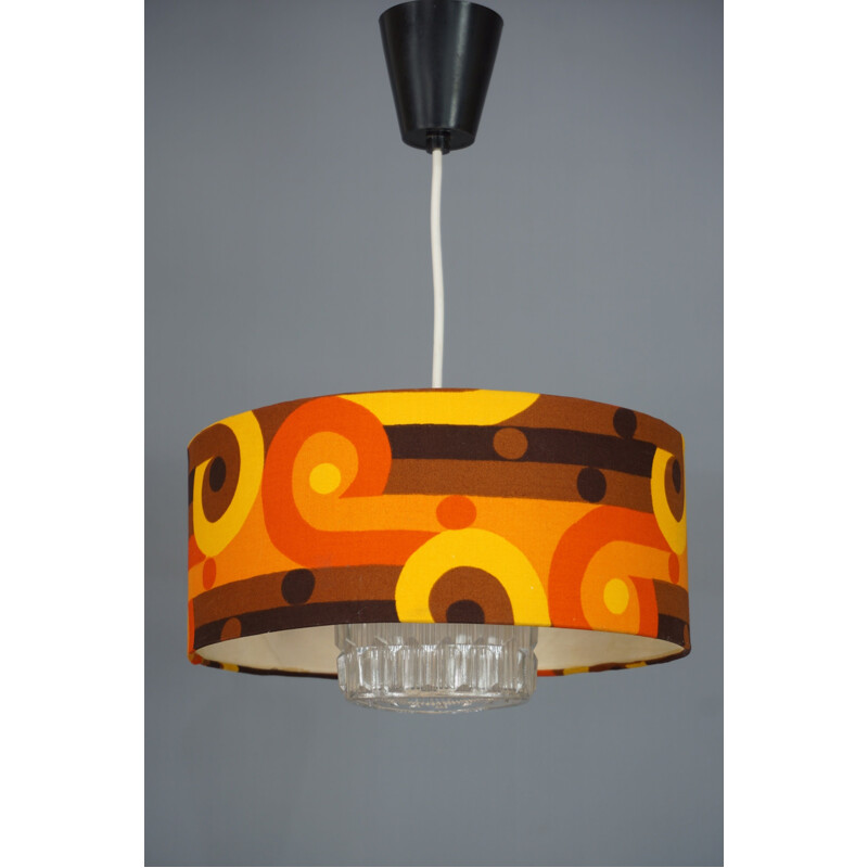 Vintage suspension in psychedelic fabric and glass