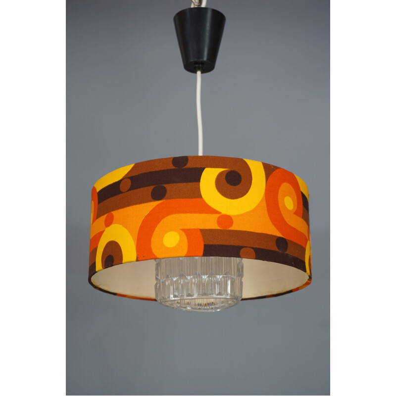 Vintage suspension in psychedelic fabric and glass