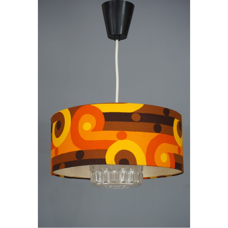 Vintage suspension in psychedelic fabric and glass