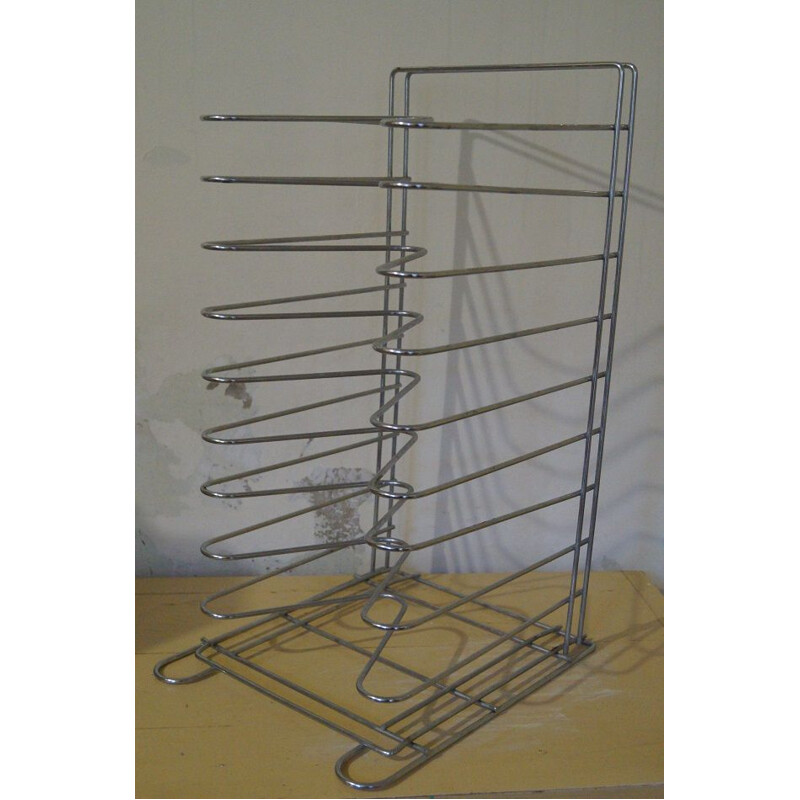 Large vintage metal magazine rack 1970 