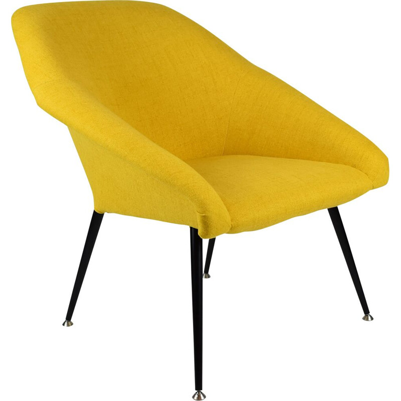 fauteuil vintage Coquille - jaune 1960