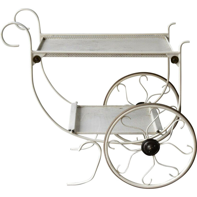 Vintage metal serving trolley by Josef Frank for Svenskt Tenn, Sweden, 1950s